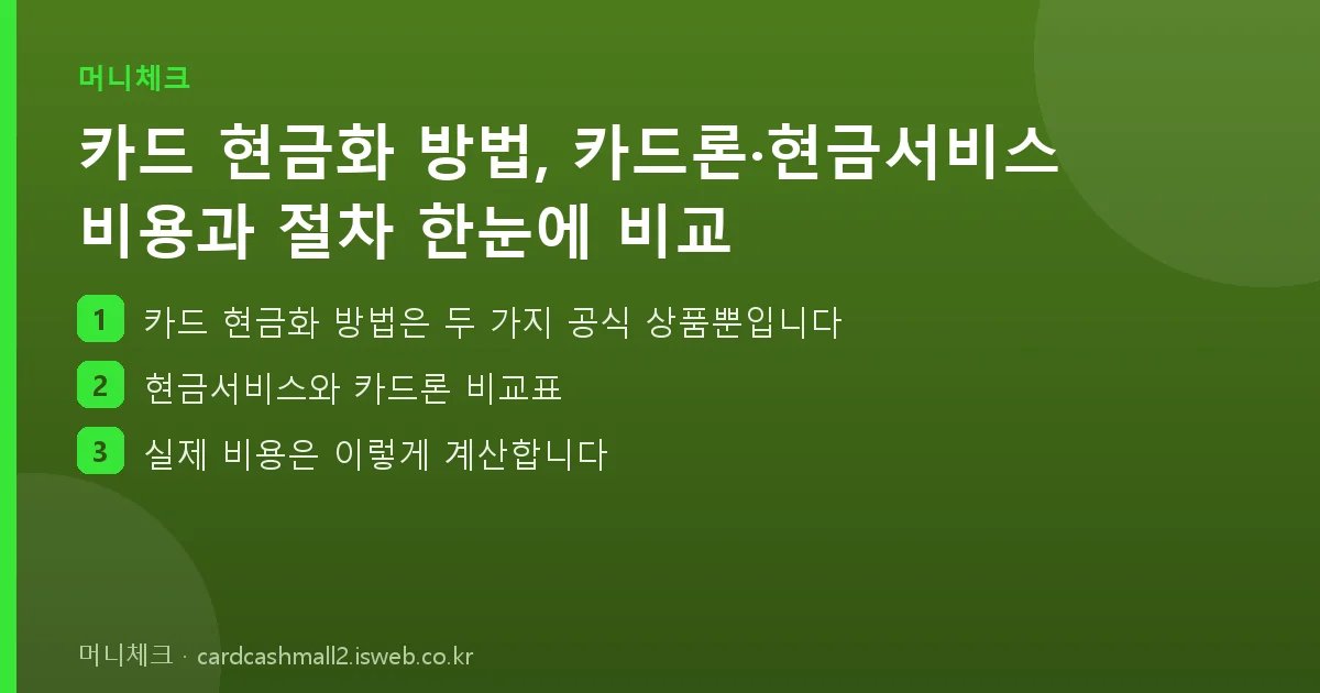 카드 현금화 방법 핵심 내용을 정리한 요약 카드