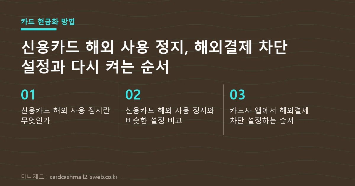 신용카드 해외 사용 정지 핵심 내용 요약